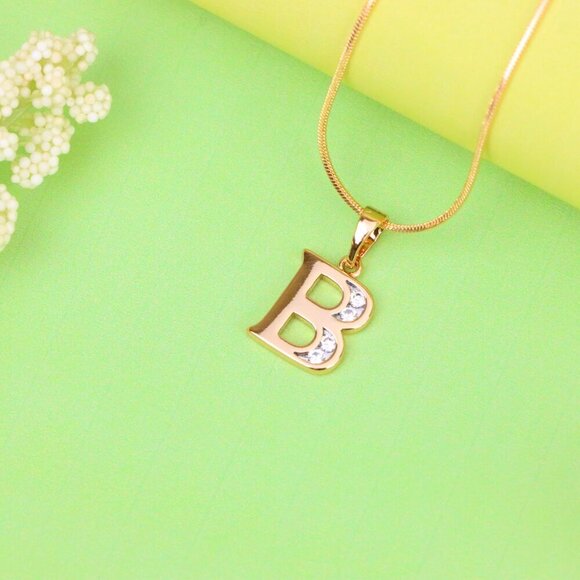 "Rose Gold Letter B Pendant with Crystals – 18K Gold Plated Charm, XPPT1351 - Picture 13 of 13